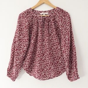 Loft Red Floral Peasant Top
